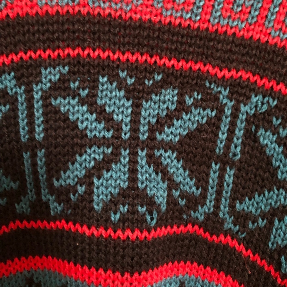 Vintage Geometric Snowflake Patterned Crewneck Knit Sweater Large - Picture 4 of 10